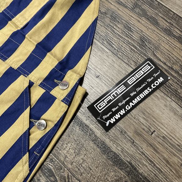 Game Bibs Overalls Navy Gold Striped Mens XL NEW Notre Dame - Picture 3 of 5